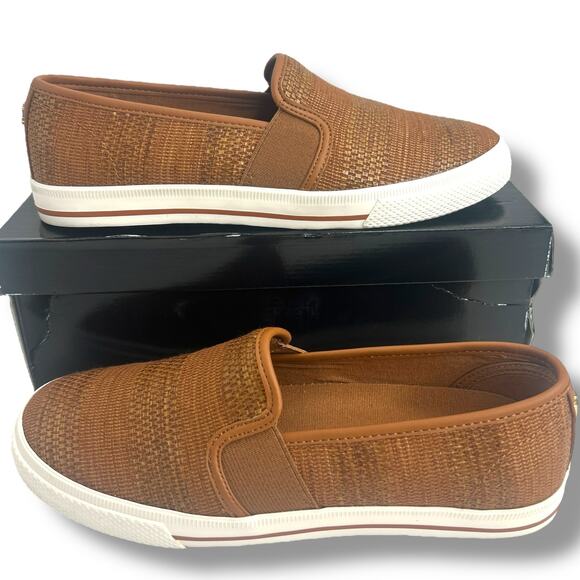 NEW Ralph Lauren Tan Faux Strap Flats Size 6.5 Slip on Loafers Classic Coastal - Picture 2 of 12